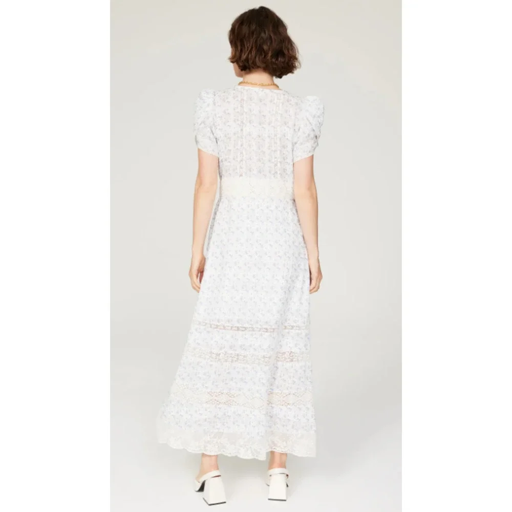 LoveShackFancy Tamsin Dress - Blue Floral, Size 0 - Picture 3 of 8